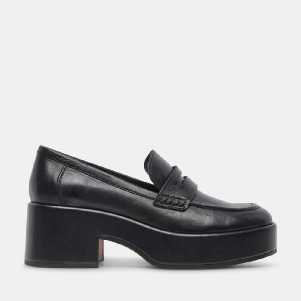 Dolce Vita Yanni Black Leather Platform Loafer Size 9.5 NWT